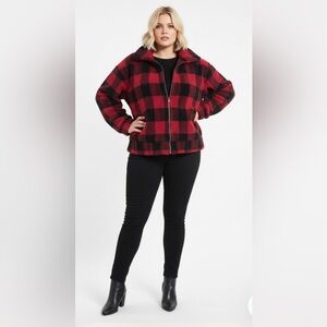 ❤️🖤 Sweet Lovely   Red & Black Checkered Zip-Front Jacket | Women’s 1X | NWOT